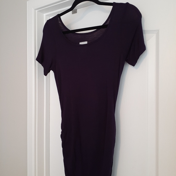 Short Sleeve Purple Maternity Dress - Picture 2 of 4